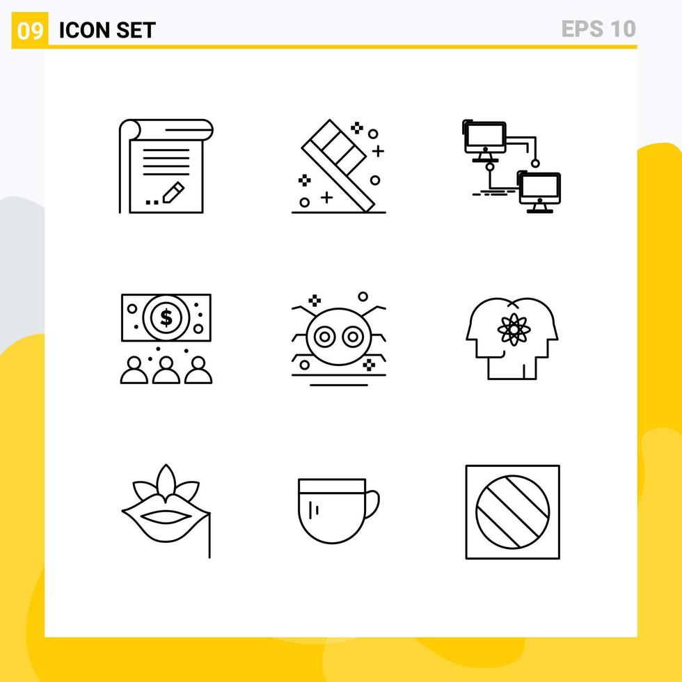 Modern Set of 9 Outlines and symbols such as holiday online local dollar computer Editable Vector Design Elements