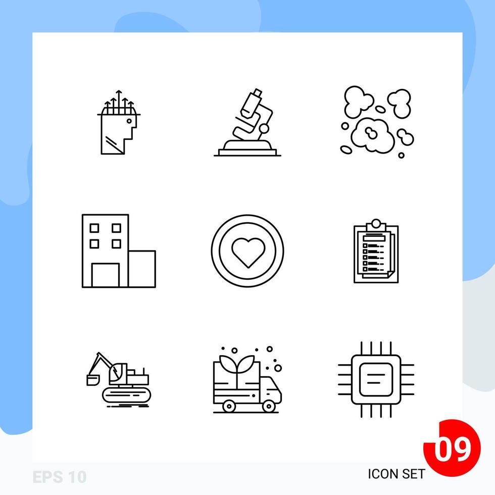 Modern Pack of 9 Icons Line Outline Symbols isolated on White Backgound for Website designing vector