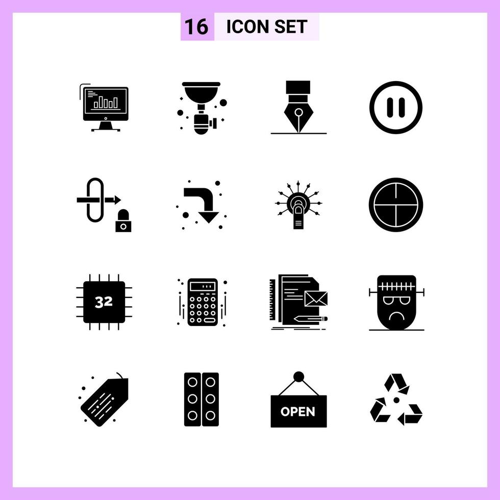 16 Icons in Solid Style Glyph Symbols on White Background Creative Vector Signs for Web mobile and Print