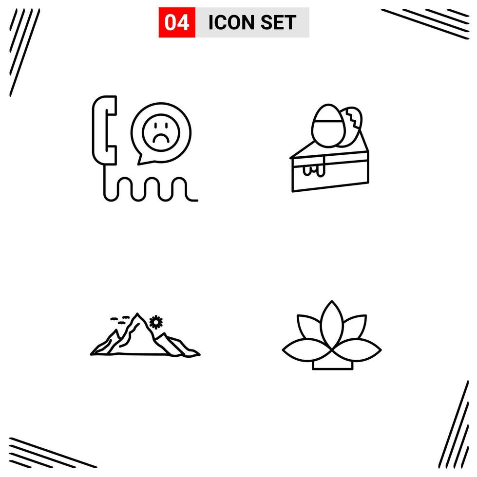 4 Icons Line Style Grid Based Creative Outline Symbols for Website Design Simple Line Icon Signs Isolated on White Background 4 Icon Set vector