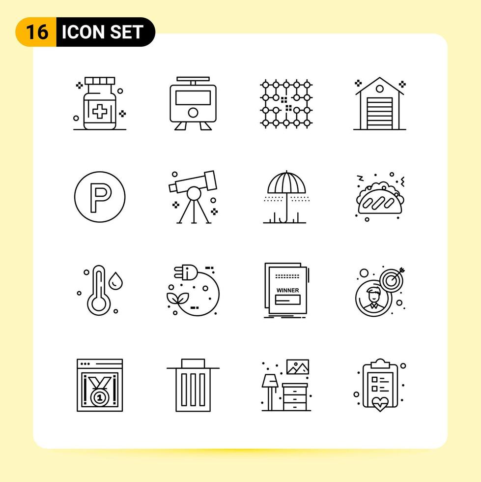 16 Creative Icons for Modern website design and responsive mobile apps 16 Outline Symbols Signs on White Background 16 Icon Pack vector