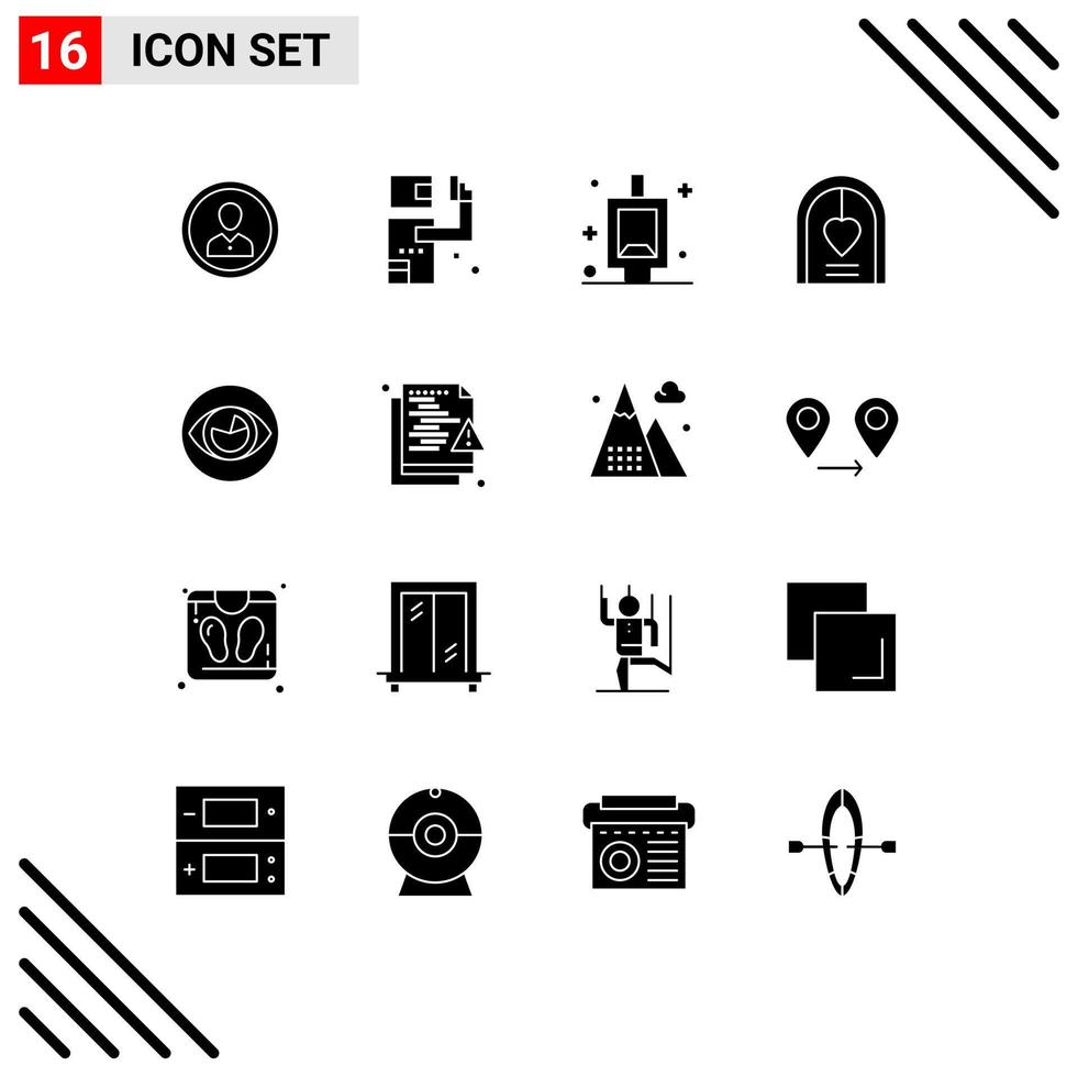 Editable Vector Line Pack of 16 Simple Solid Glyphs of marriage celebration gunman arch bath Editable Vector Design Elements
