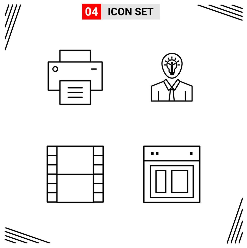 4 iconos estilo de línea cuadrícula basada en símbolos de contorno creativo para el diseño de sitios web signos de icono de línea simple aislados en fondo blanco 4 conjunto de iconos vector