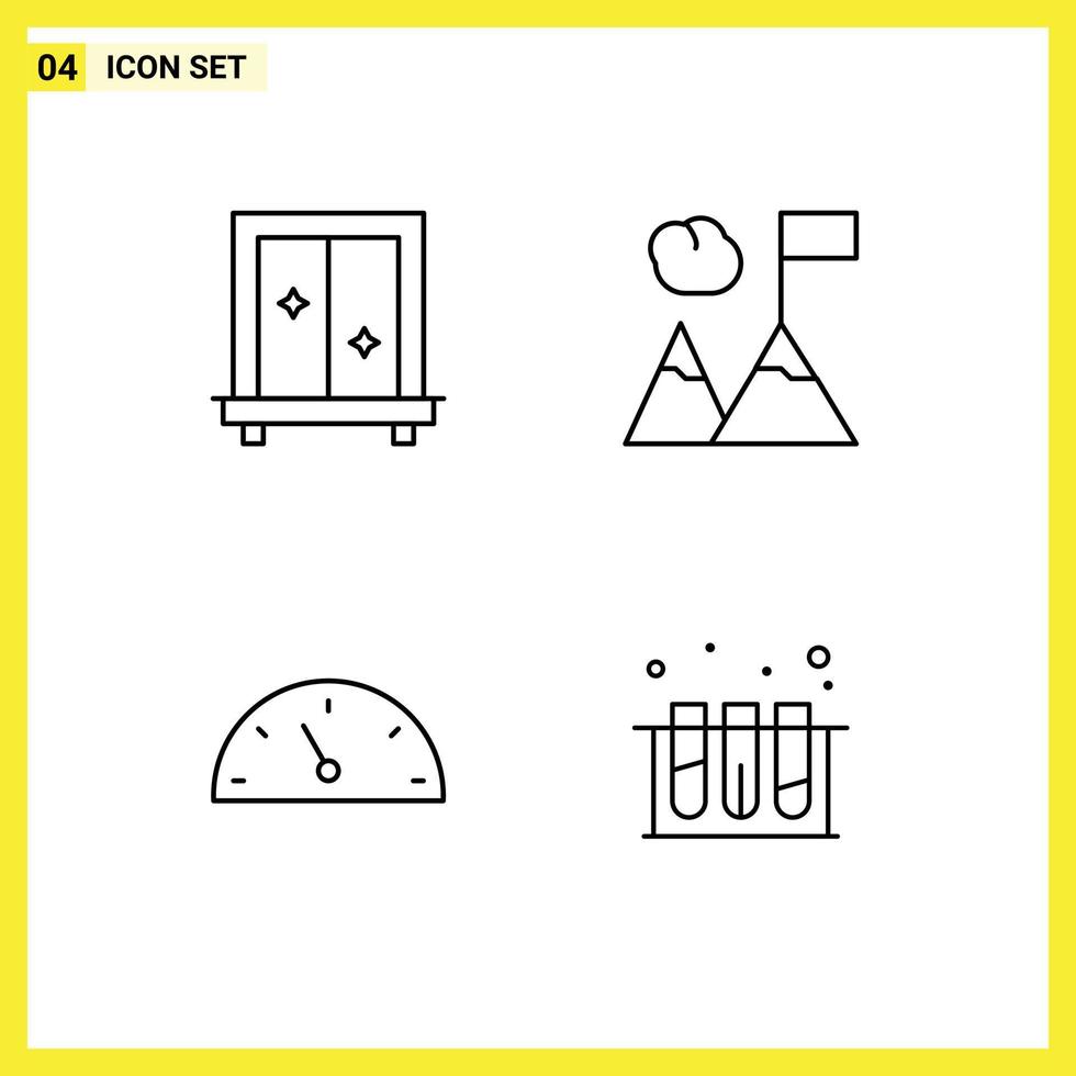 Pictogram Set of 4 Simple Filledline Flat Colors of window speed dressing mountains lab Editable Vector Design Elements