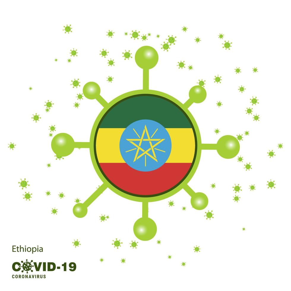 Ethiopia Coronavius Flag Awareness Background Stay home Stay Healthy Take care of your own health Pray for Country vector