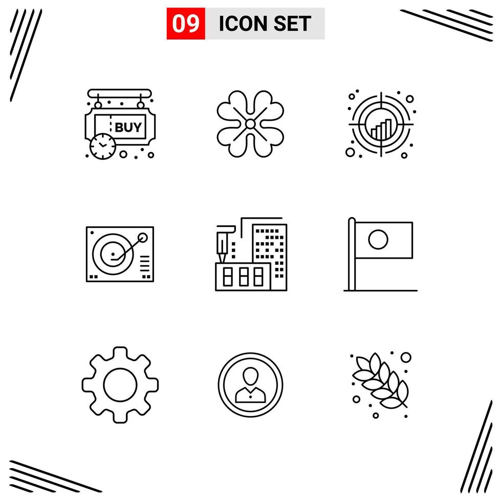 9 iconos estilo de línea cuadrícula basada en símbolos de contorno creativo para el diseño de sitios web signos de icono de línea simple aislados en fondo blanco 9 conjunto de iconos vector