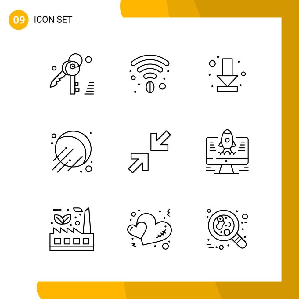 9 Icon Set Line Style Icon Pack Outline Symbols isolated on White Backgound for Responsive Website Designing vector