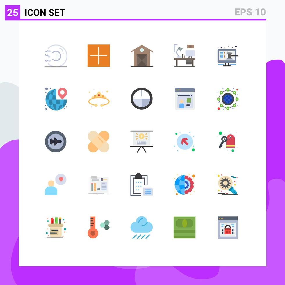 25 Creative Icons Modern Signs and Symbols of computer designer plus table house Editable Vector Design Elements