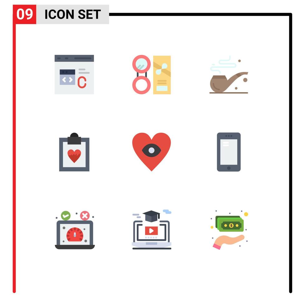 Modern Set of 9 Flat Colors and symbols such as heart results make medical st Editable Vector Design Elements