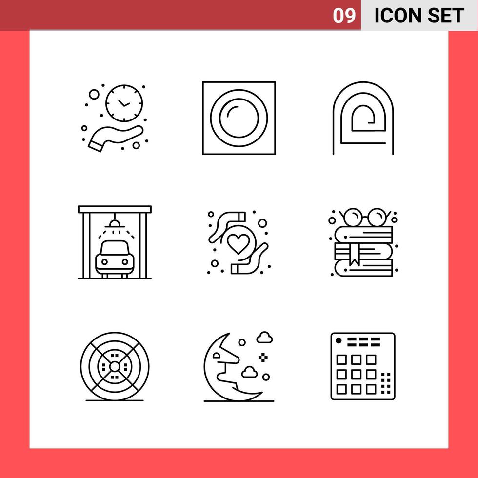 9 Icon Pack Line Style Outline Symbols on White Background Simple Signs for general designing vector