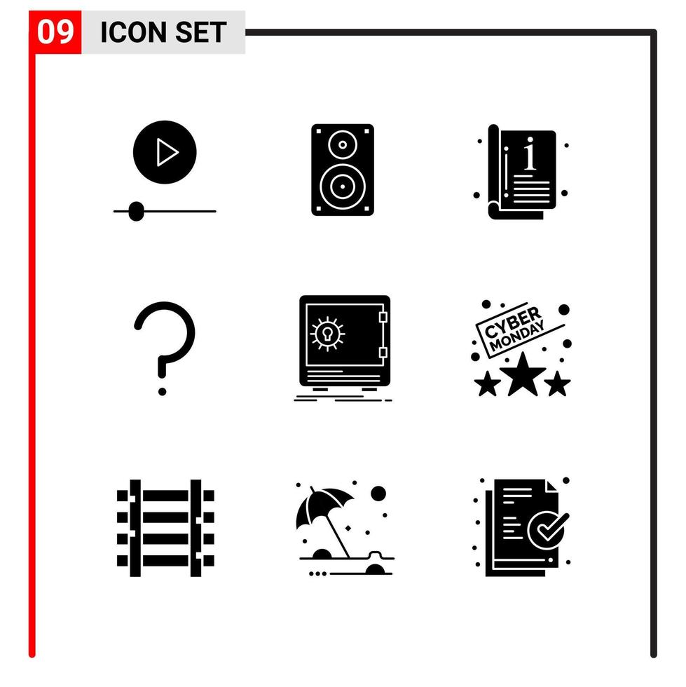 9 General Icons for website design print and mobile apps 9 Glyph Symbols Signs Isolated on White Background 9 Icon Pack vector