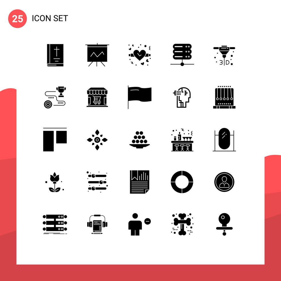 Universal Icon Symbols Group of 25 Modern Solid Glyphs of target direct metal laser sintering valentine direct server Editable Vector Design Elements