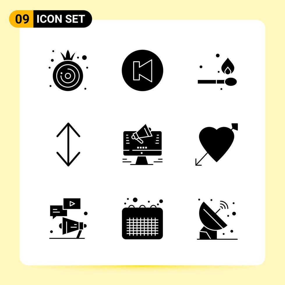9 Creative Icons for Modern website design and responsive mobile apps 9 Glyph Symbols Signs on White Background 9 Icon Pack vector