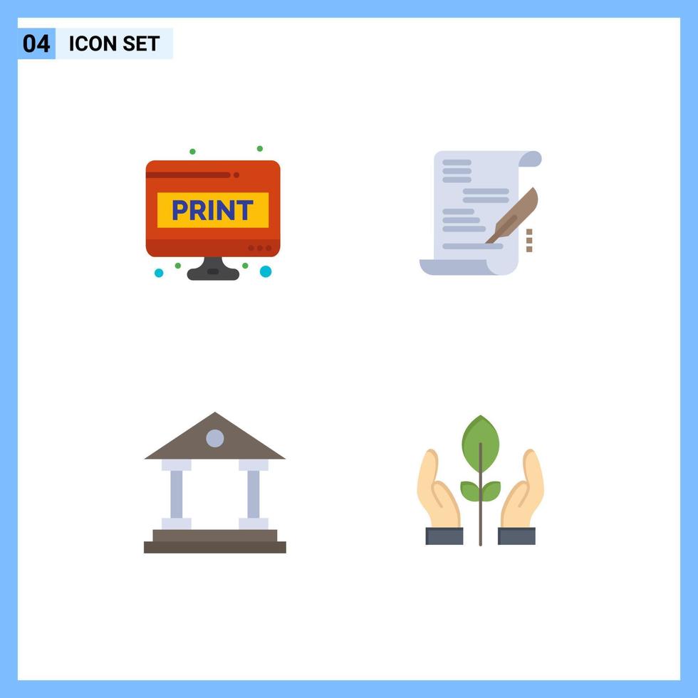 4 concepto de icono plano para sitios web, móviles y aplicaciones, construcción de hojas de computadora, elementos de diseño de vectores editables de finanzas comerciales de impresión