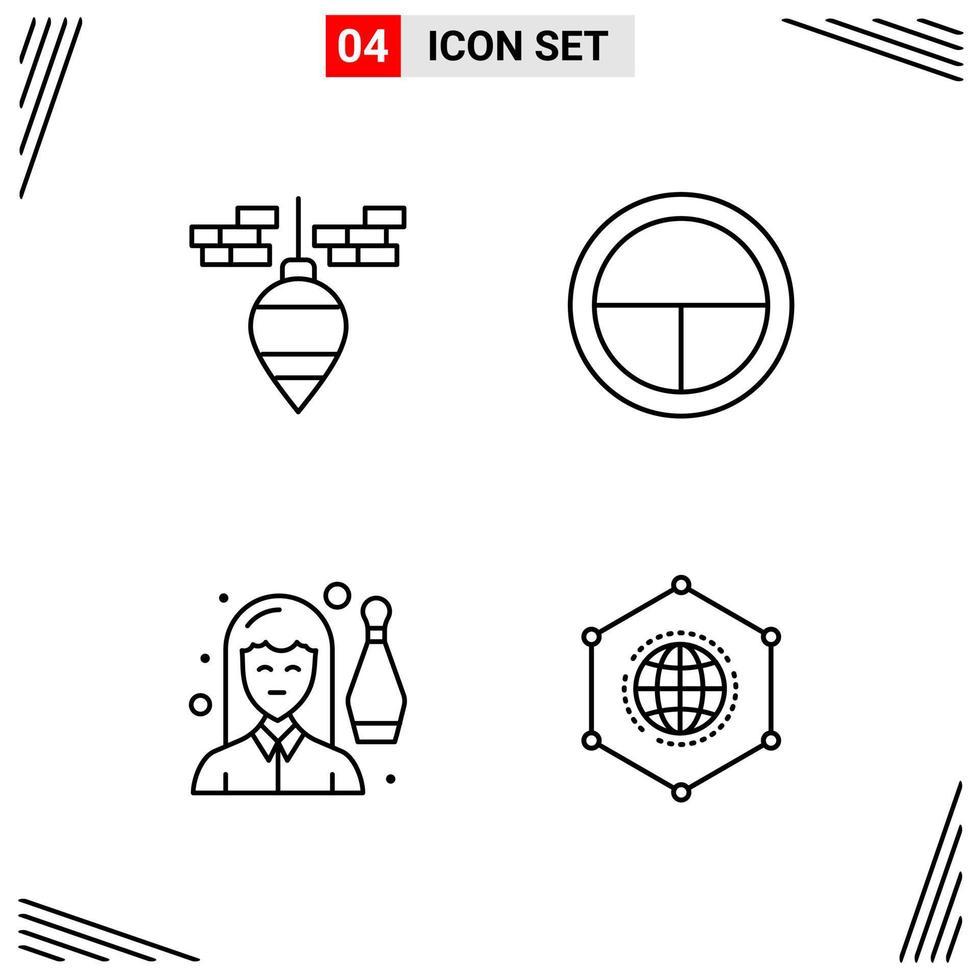 4 iconos estilo de línea cuadrícula basada en símbolos de contorno creativo para el diseño de sitios web signos de icono de línea simple aislados en fondo blanco 4 conjunto de iconos vector