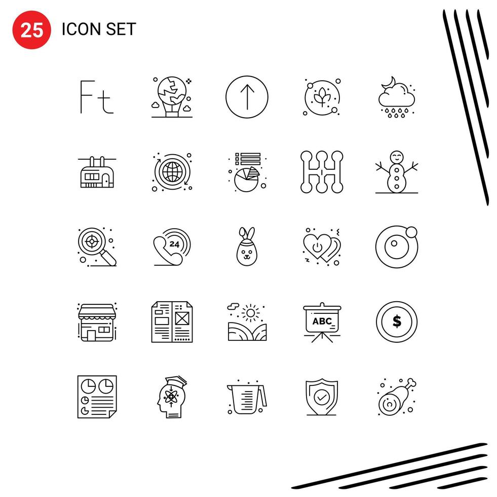 Stock Vector Icon Pack of 25 Line Signs and Symbols for rain cloud international agriculture leaf Editable Vector Design Elements