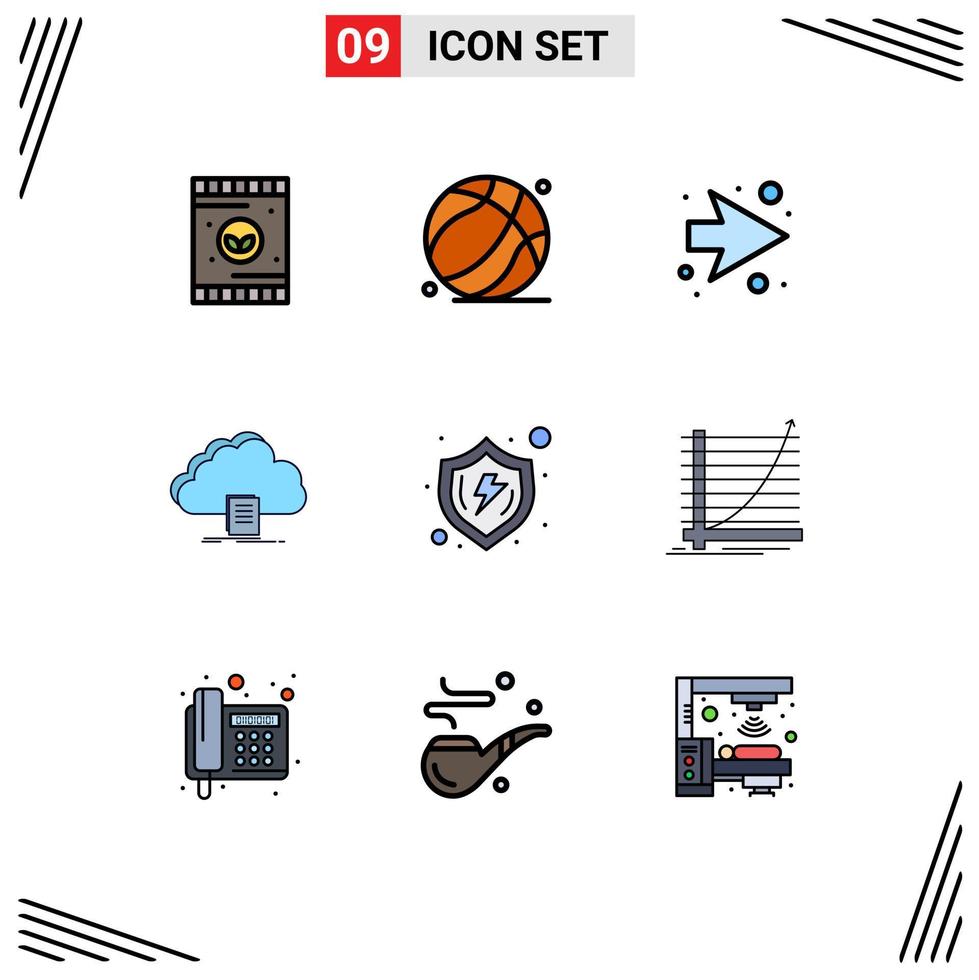 Stock Vector Icon Pack of 9 Line Signs and Symbols for safe download arrow file access Editable Vector Design Elements