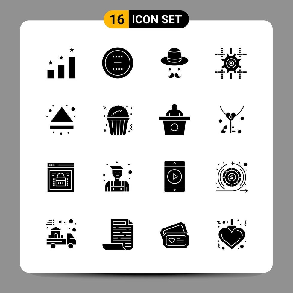 16 Black Icon Pack Glyph Symbols Signs for Responsive designs on white background 16 Icons Set vector