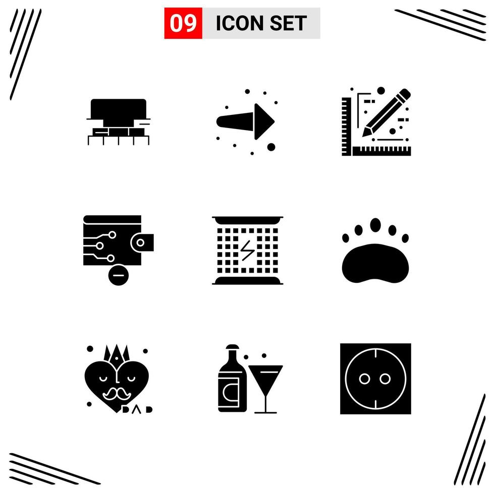 9 Icons Solid Style Grid Based Creative Glyph Symbols for Website Design Simple Solid Icon Signs Isolated on White Background 9 Icon Set vector