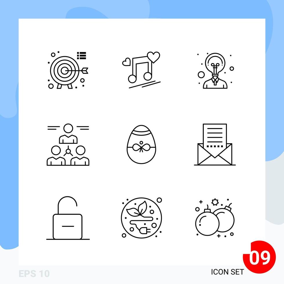 Modern Pack of 9 Icons Line Outline Symbols isolated on White Backgound for Website designing vector