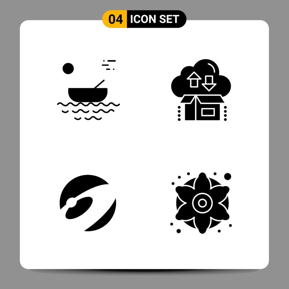 4 Black Icon Pack Glyph Symbols Signs for Responsive designs on white background 4 Icons Set vector