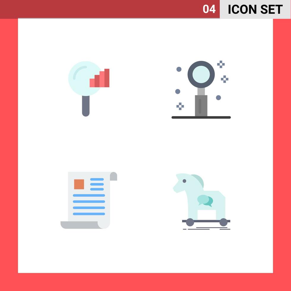 Modern Set of 4 Flat Icons Pictograph of find data signal lifestyle file Editable Vector Design Elements