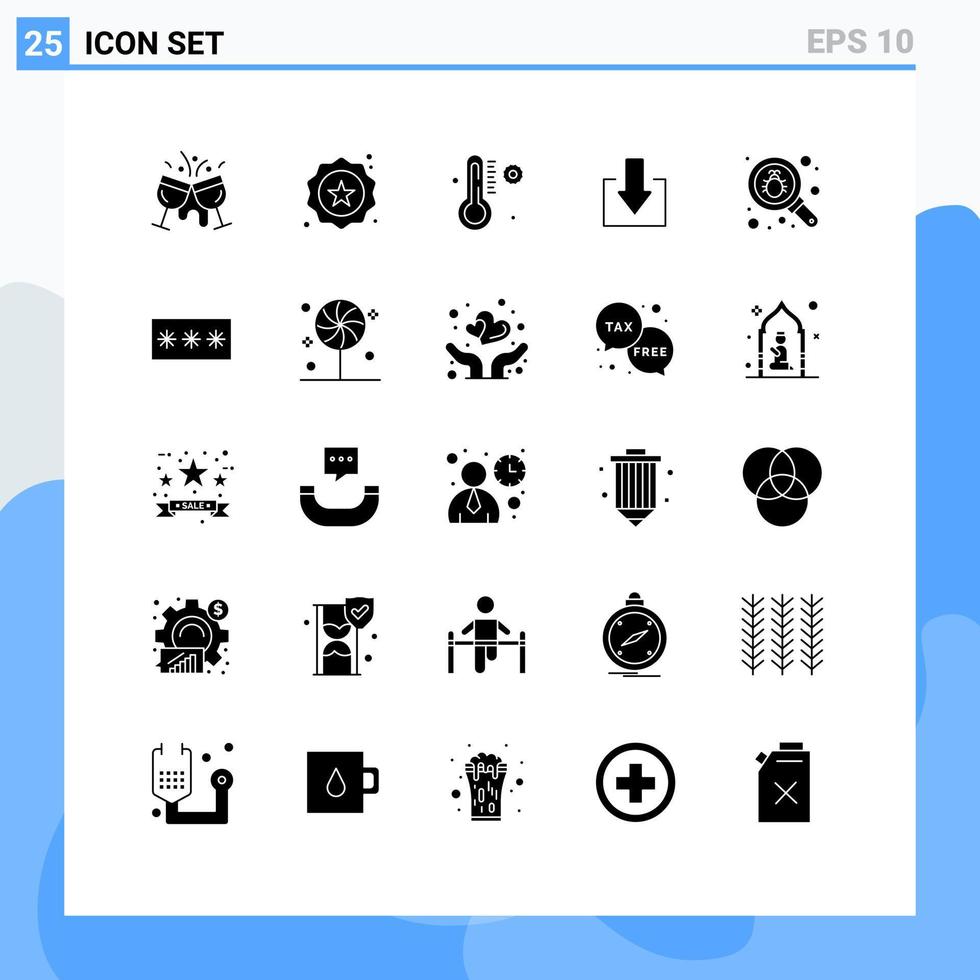 25 Creative Icons Modern Signs and Symbols of search bug shopping download arrow Editable Vector Design Elements
