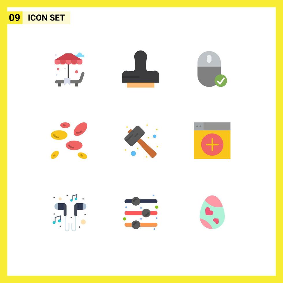 Modern Set of 9 Flat Colors and symbols such as pound knock devices white cells wbcs Editable Vector Design Elements