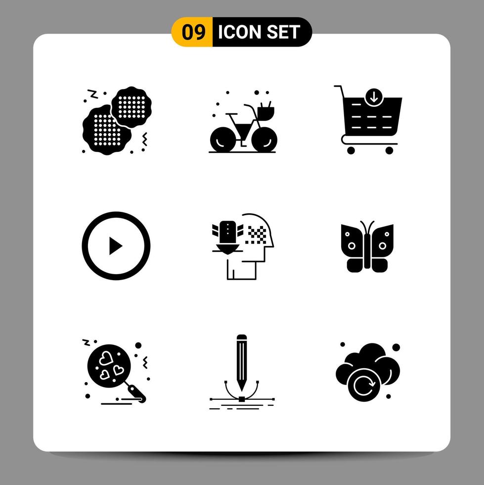 9 Black Icon Pack Glyph Symbols Signs for Responsive designs on white background 9 Icons Set vector