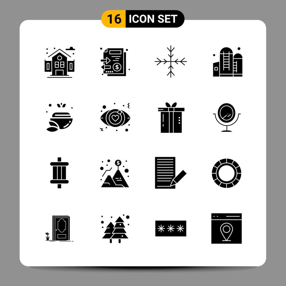 16 Black Icon Pack Glyph Symbols Signs for Responsive designs on white background 16 Icons Set vector