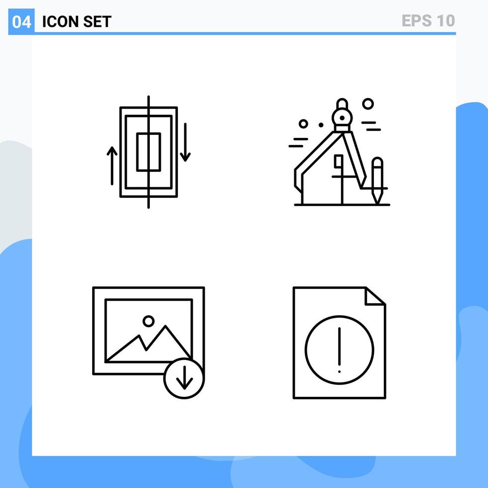 Modern 4 Line style icons Outline Symbols for general use Creative Line Icon Sign Isolated on White Background 4 Icons Pack vector