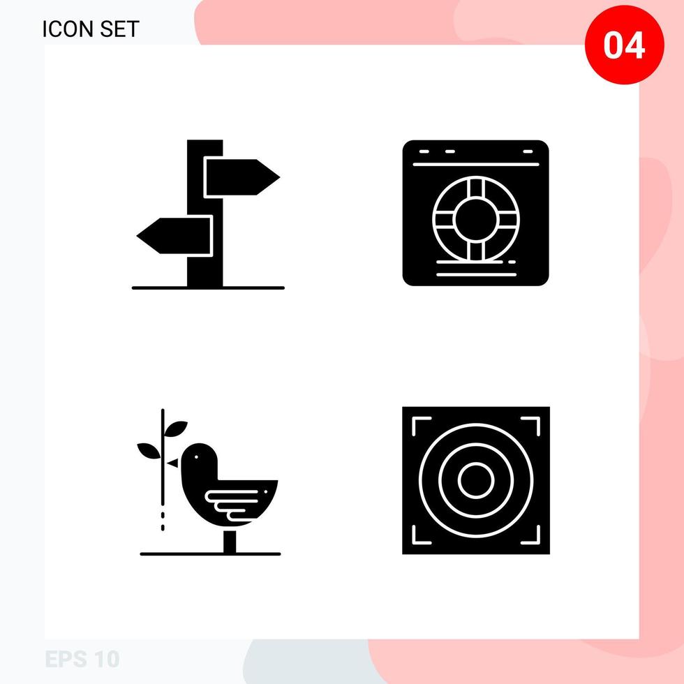 Vector Pack of 4 Icons in Solid Style Creative Glyph Pack isolated on White Background for Web and Mobile