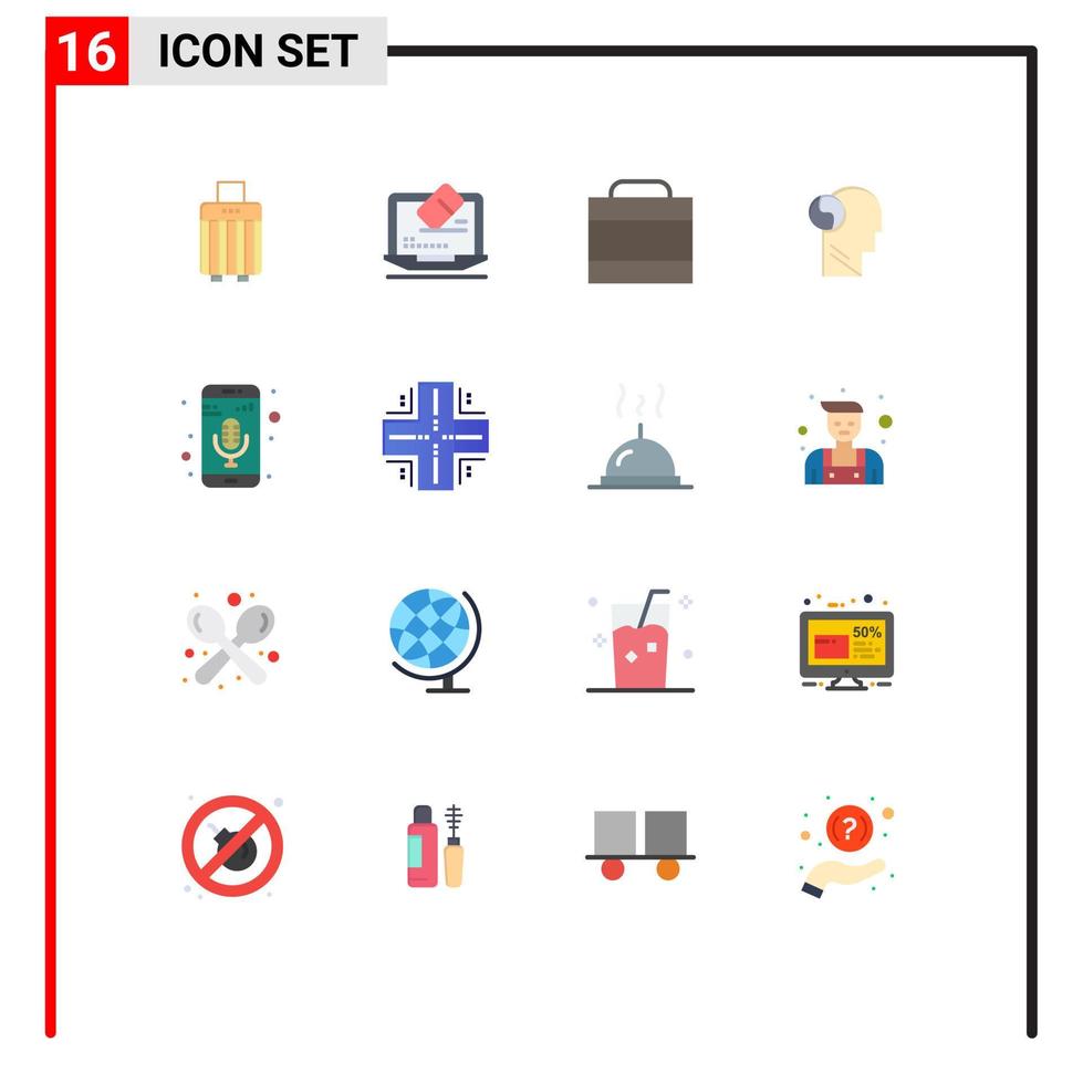 16 Creative Icons Modern Signs and Symbols of music recorder mobile app case mind brian Editable Pack of Creative Vector Design Elements