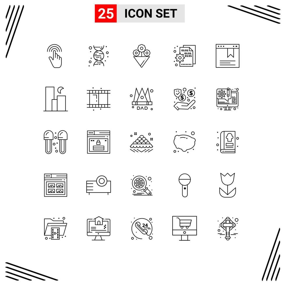 Set of 25 Vector Lines on Grid for website bookmark flower setting code Editable Vector Design Elements