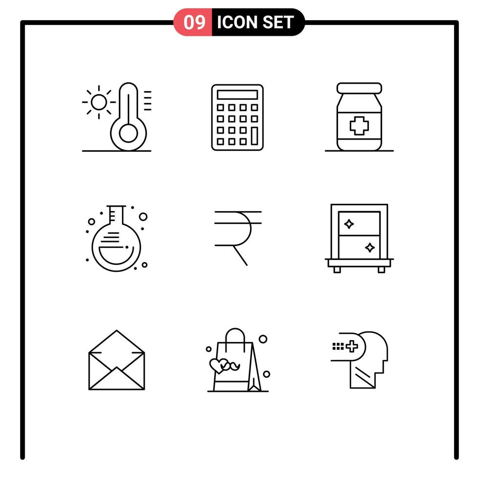 Outline Pack of 9 Universal Symbols of dressing finance tablets coin lab Editable Vector Design Elements
