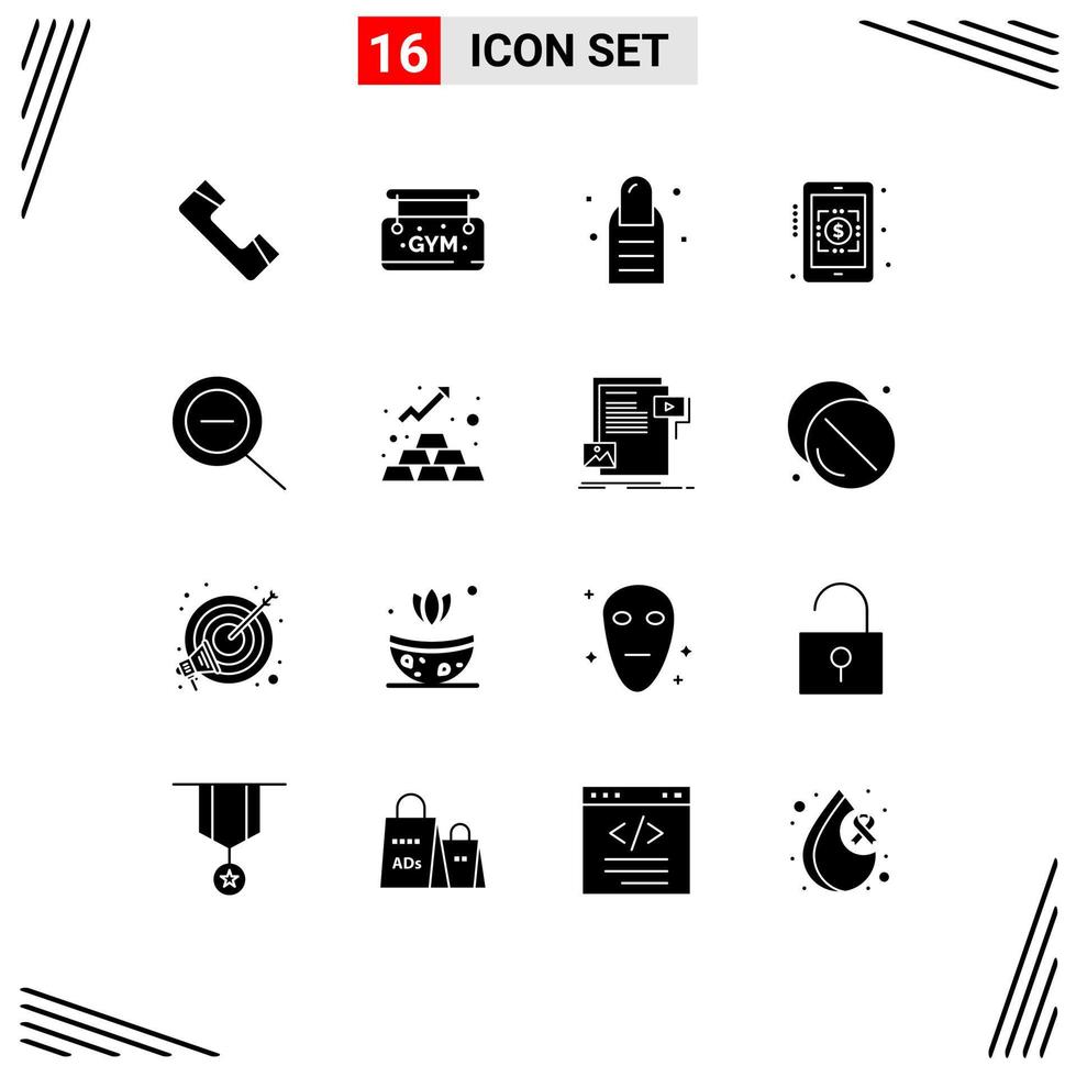 16 Creative Icons Modern Signs and Symbols of money finance pedicure zoom currency symbol Editable Vector Design Elements