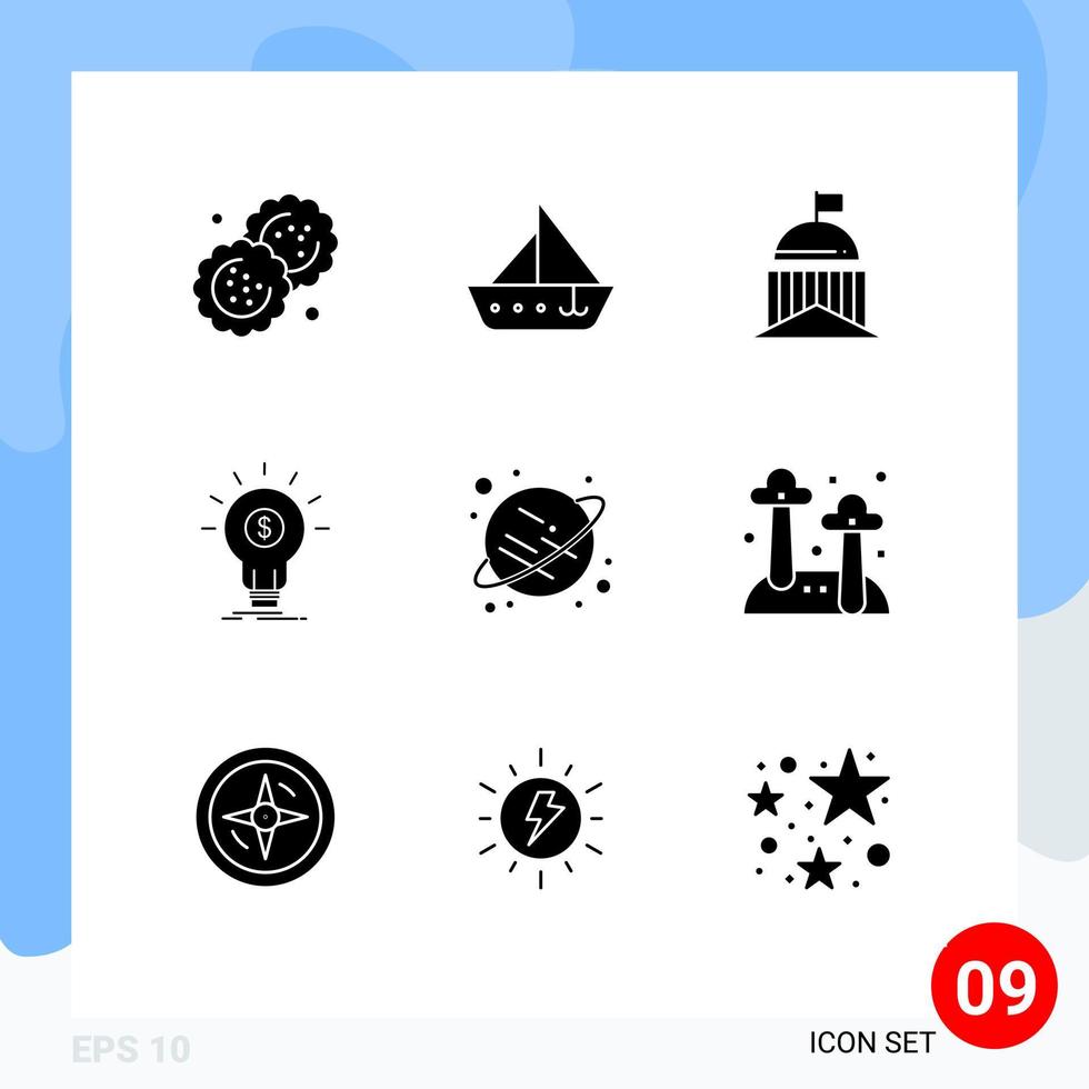 9 Universal Solid Glyphs Set for Web and Mobile Applications money financial yacht finance ireland Editable Vector Design Elements