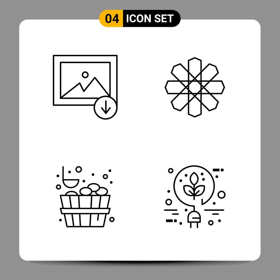 4 Black Icon Pack Outline Symbols Signs for Responsive designs on white background 4 Icons Set vector