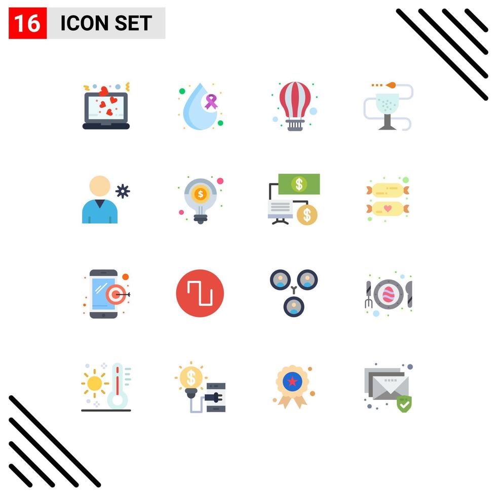 Pictogram Set of 16 Simple Flat Colors of controls medicine air health disease Editable Pack of Creative Vector Design Elements