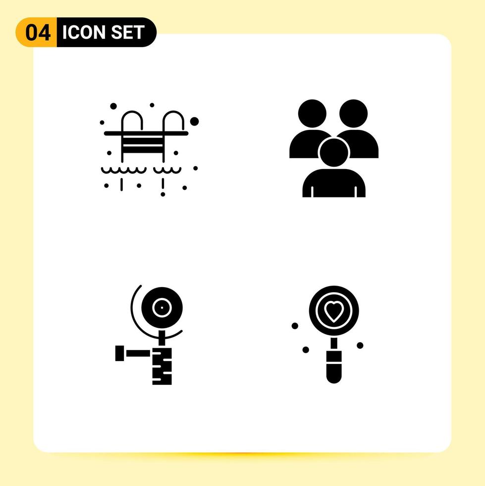 Universal Icon Symbols Group of 4 Modern Solid Glyphs of city grinder business group date Editable Vector Design Elements