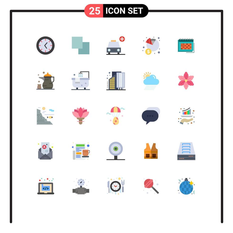 25 Flat Color concept for Websites Mobile and Apps event business vehicles calendar income Editable Vector Design Elements
