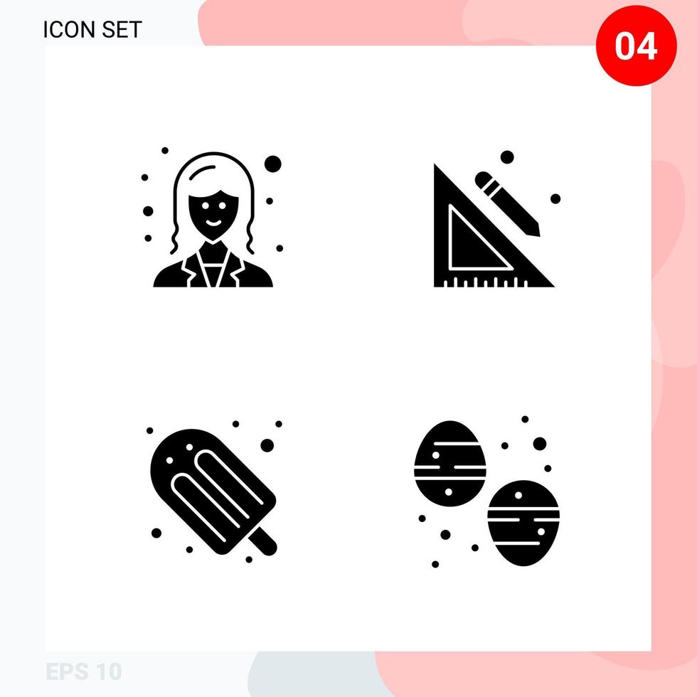 Vector Pack of 4 Icons in Solid Style Creative Glyph Pack isolated on White Background for Web and Mobile