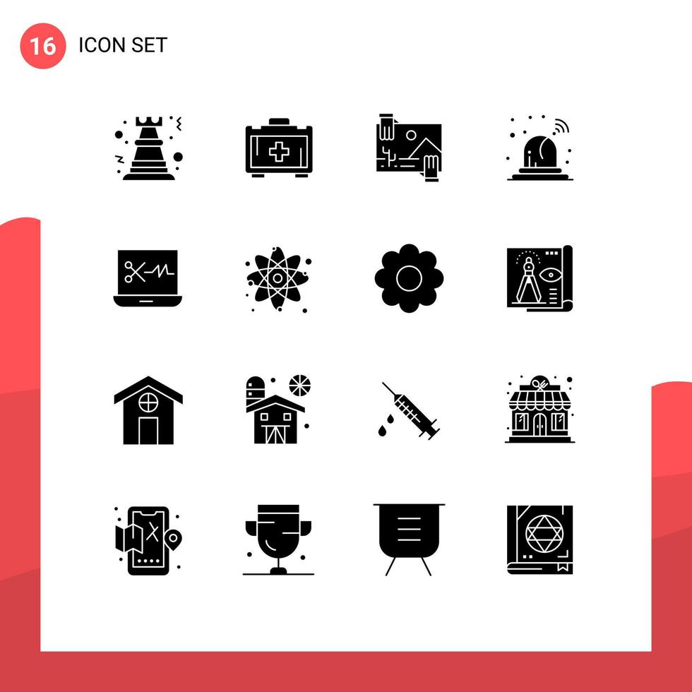 paquete de iconos de vector de stock de 16 signos y símbolos de línea para software de edición de audio elementos de diseño de vector editables de foto de ambulancia de contribución ligera