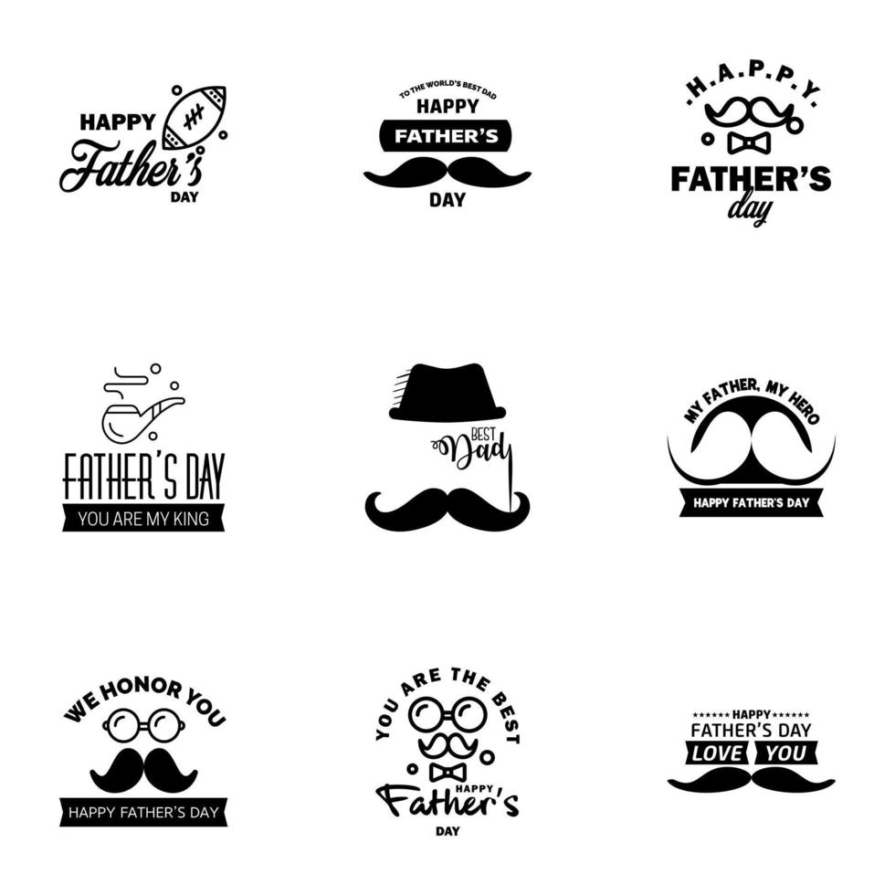 Happy Fathers Day Appreciation Vector Text Banner 9 black Background for Posters Flyers Marketing Greeting Cards Editable Vector Design Elements