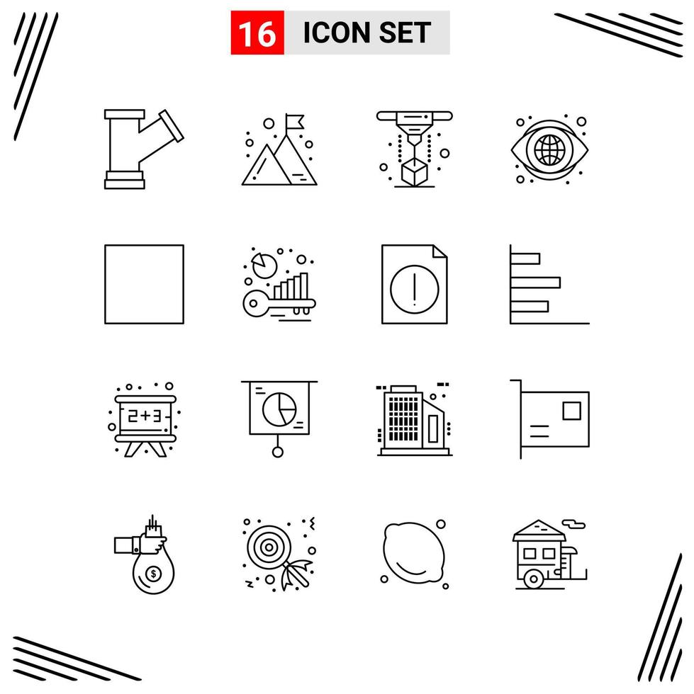 16 Icons Line Style Grid Based Creative Outline Symbols for Website Design Simple Line Icon Signs Isolated on White Background 16 Icon Set vector