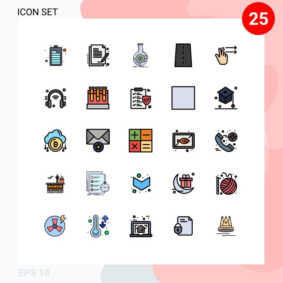 Set of 25 Modern UI Icons Symbols Signs for fingers path analytics lines driveway Editable Vector Design Elements