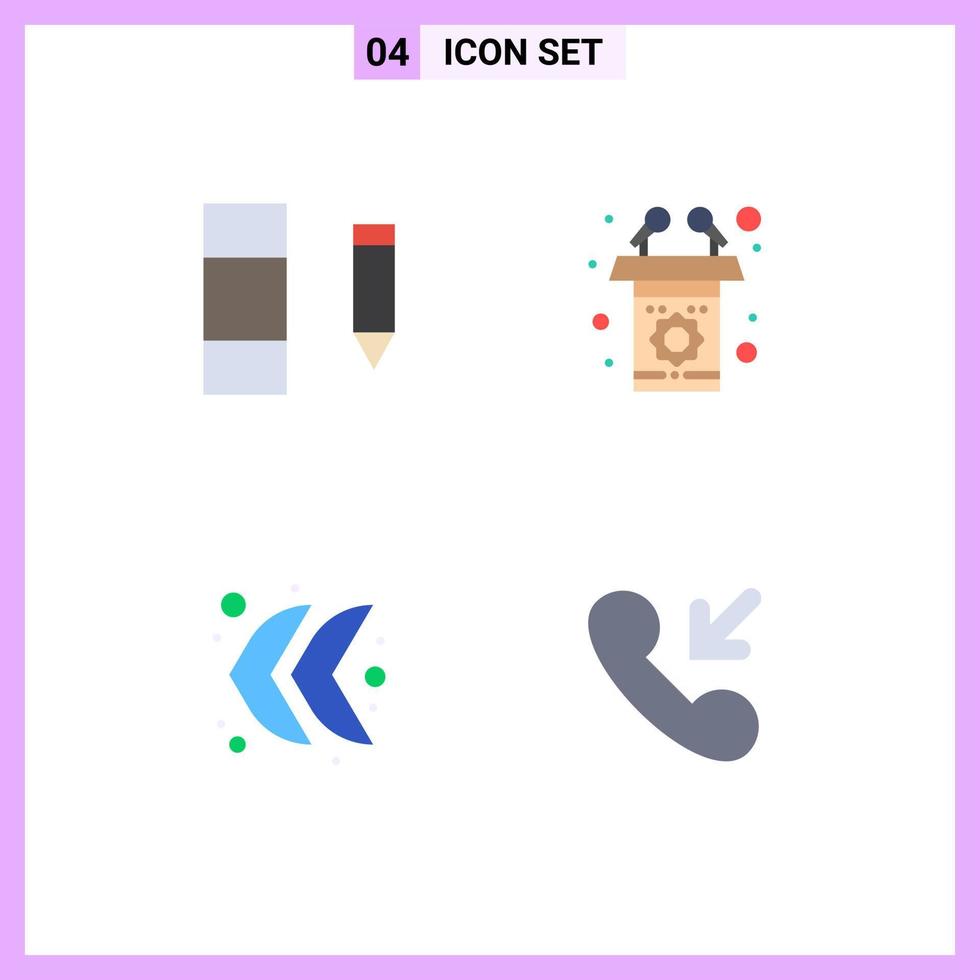 Modern Set of 4 Flat Icons and symbols such as column left podium speech call Editable Vector Design Elements