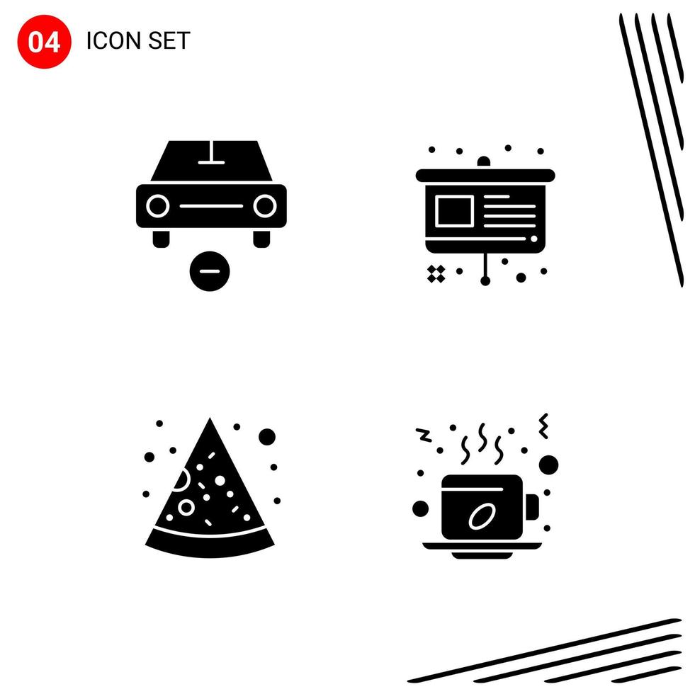 Collection of 4 Vector Icons in solid style Pixle Perfect Glyph Symbols for Web and Mobile Solid Icon Signs on White Background 4 Icons