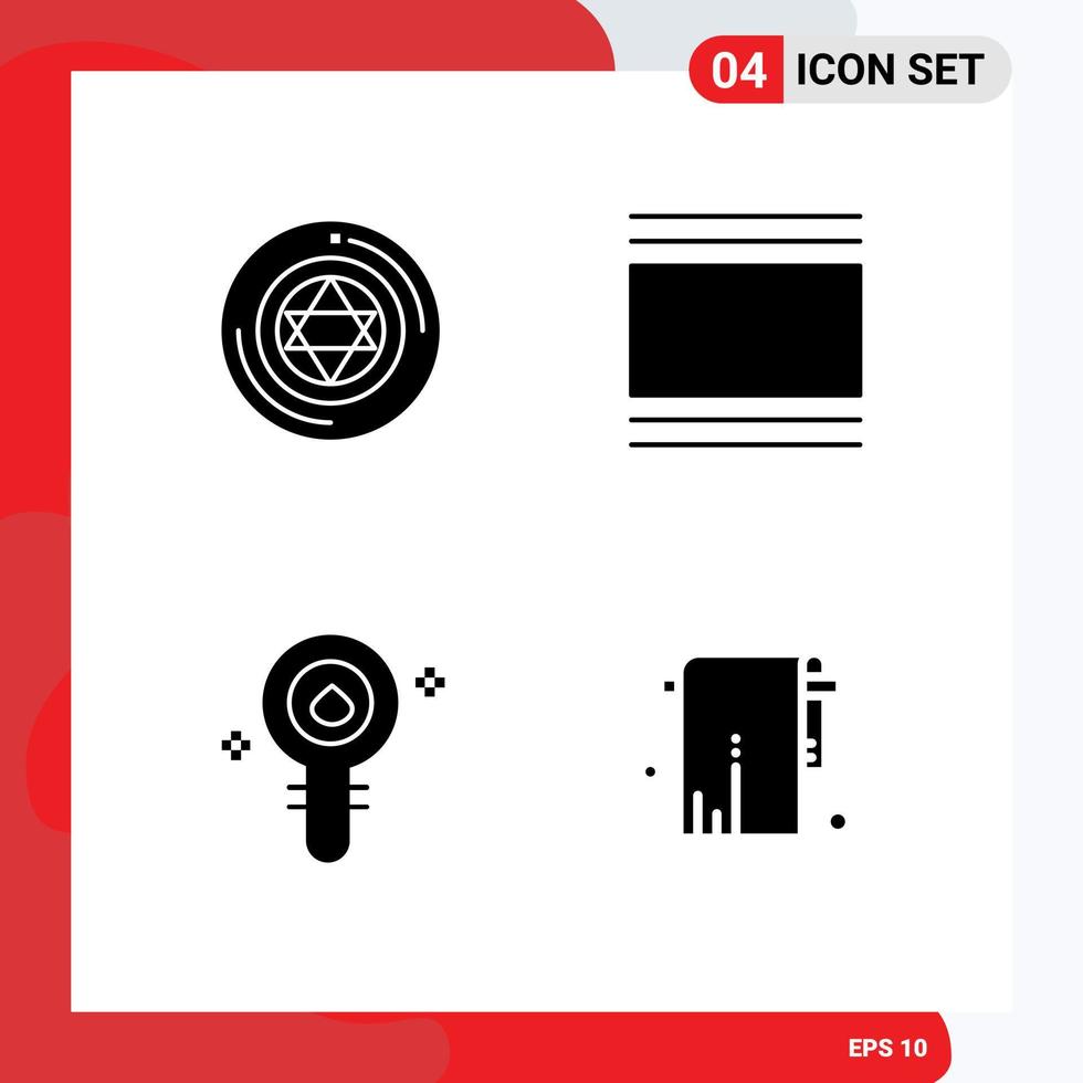 Mobile Interface Solid Glyph Set of 4 Pictograms of circle biochemistry star layout cell Editable Vector Design Elements