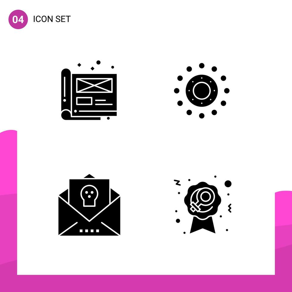 Glyph Icon set Pack of 4 Solid Icons isolated on White Background for responsive Website Design Print and Mobile Applications vector